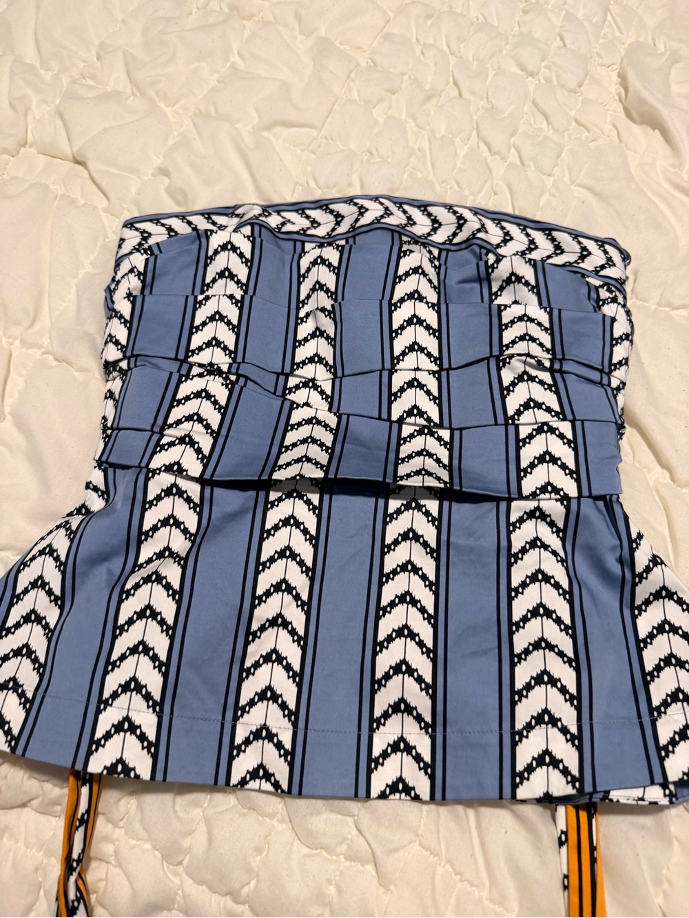 Women's Blue Striped High-Waist Corset with Contrast Belt - Picture 6 of 13